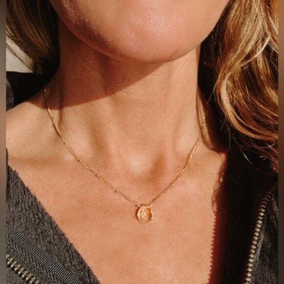 Citrine Pendant Necklace Gorgeous Everyday Necklace Waterproof Non-Tarnish Gold - Picture 11 of 12